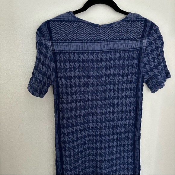 Summery Copenhagen Women's Celine Short Sleeve Dress Blue Houndstooth Size Small - Picture 9 of 12
